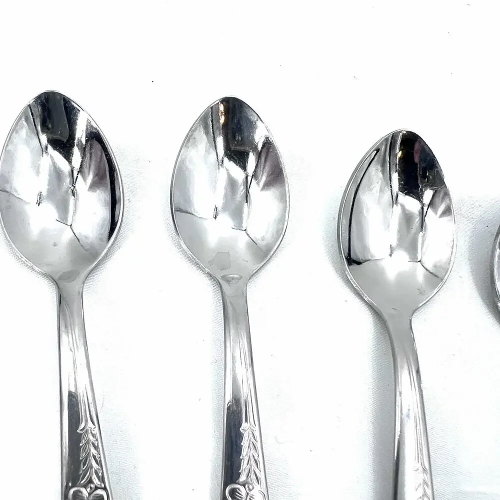 HBCo Everglo HEATHER Pattern Stainless Demitasse Small Coffee Tea Spoons 6 PC